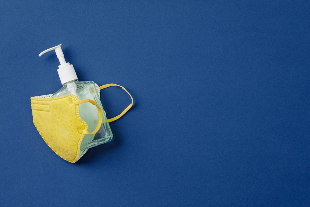 hand sanitiser and mask